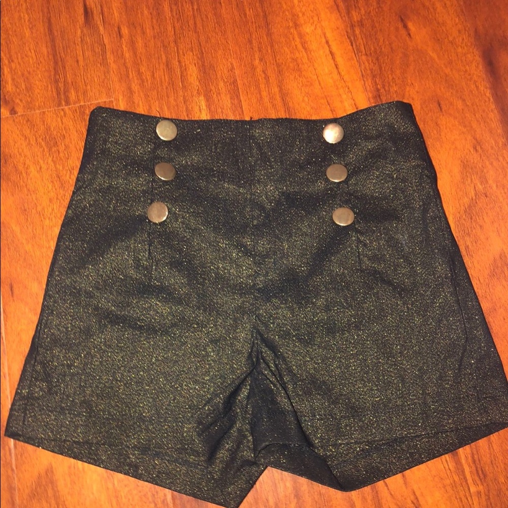 Windsor Black & Gold High Waisted Shorts